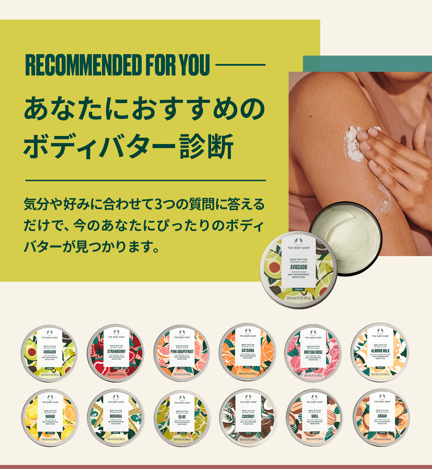 RECOMMENDED FOR YOU あなたにおすすめのボディバター診断